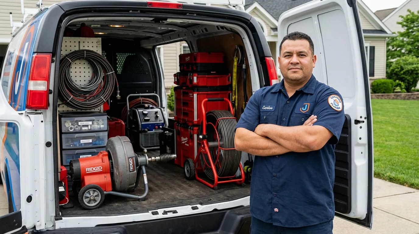 Professional drain cleaning equipment and Johns Plumbing LLC plumber in Leonardo