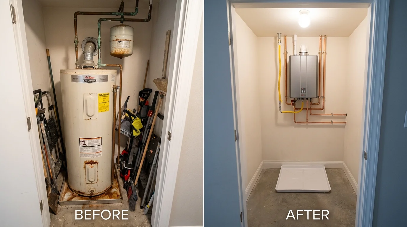 Tank water heater versus wall-mounted tankless unit comparison for Leonardo, NJ homeowners